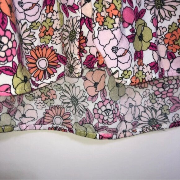 Jane & Delancey Floral Blouse Top M Floral Vneck Long  Sleeve Pleat - Picture 7 of 10